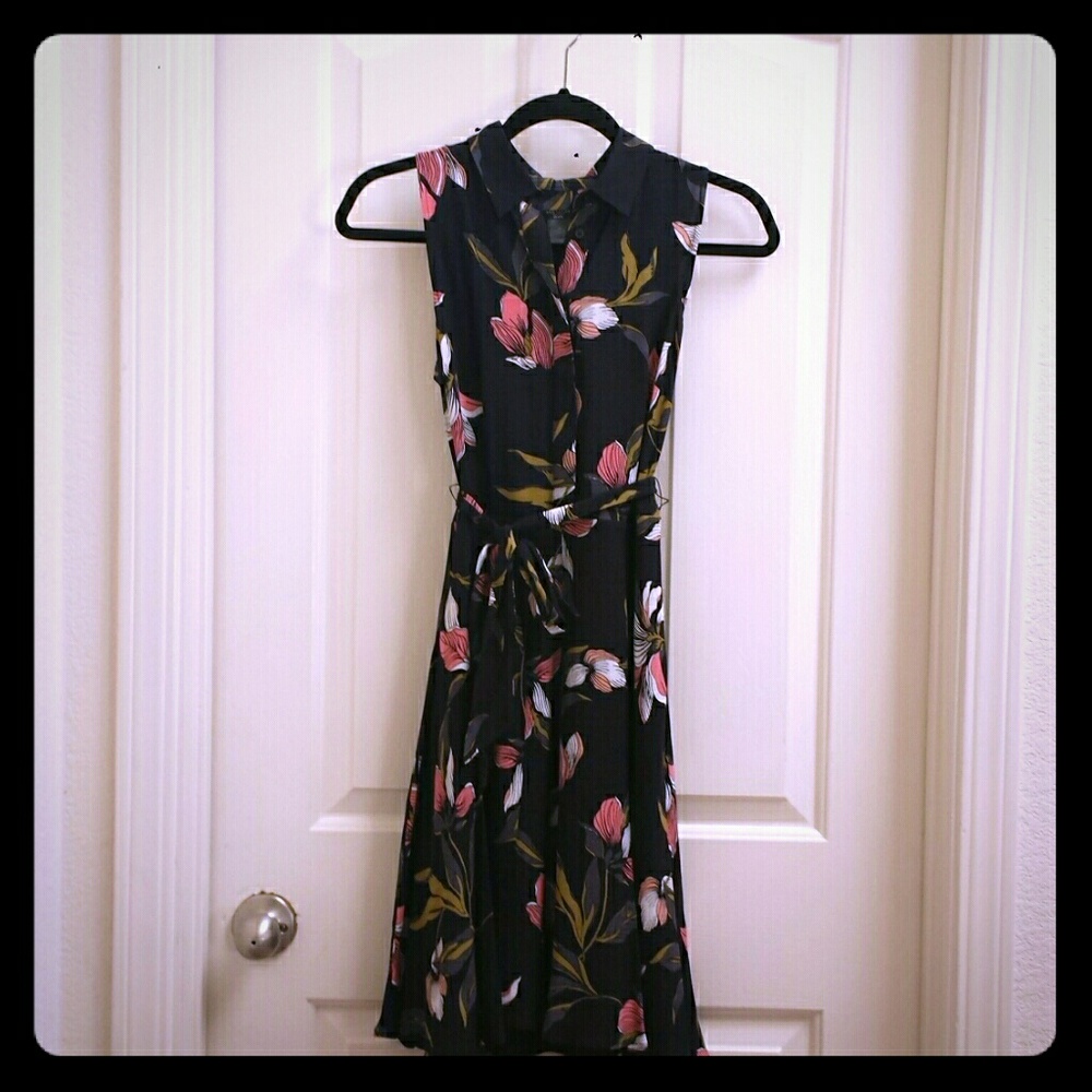 Ann Taylor Navy Floral Dress 4P NWOT